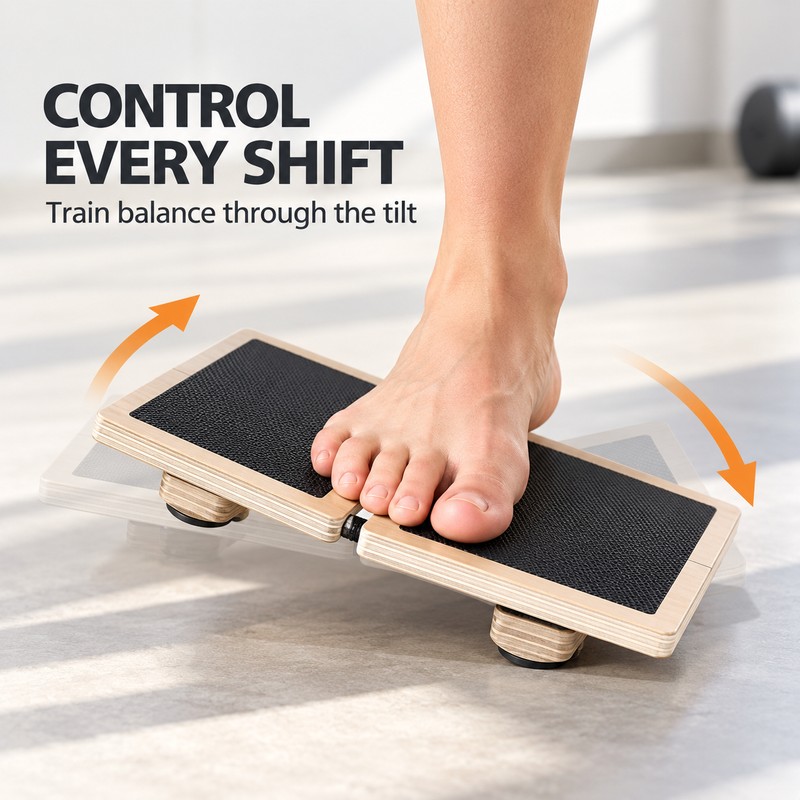 Single-Foot Wooden Ankle Balance Board with Non-Slip Surface for Stability