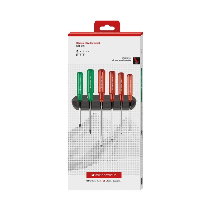 PB SWISS TOOLS 6-Piece Classic Handle Driver Set (Negative Pozidriv)