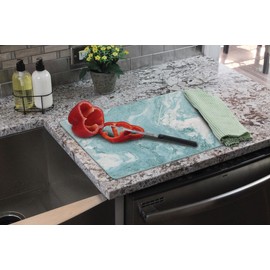 CounterArt Teal Quartz Design Tempered Glass Counter Saver/Cutting Board 15” by 12” Made in the USA