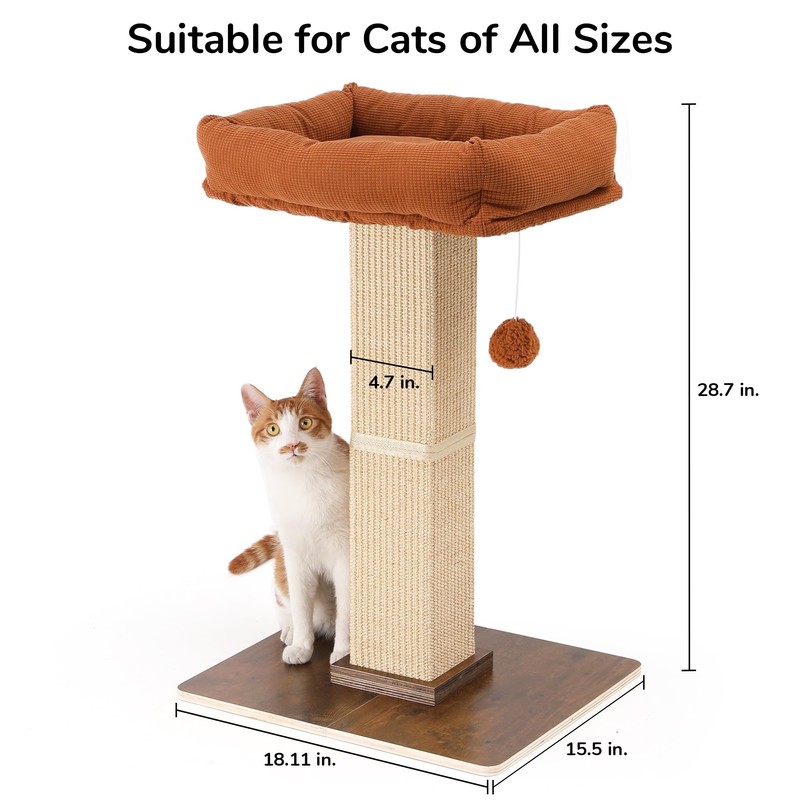 FUKUMARU Cat Scratching Post, Retro-Style Tall Scratch Posts with Perch