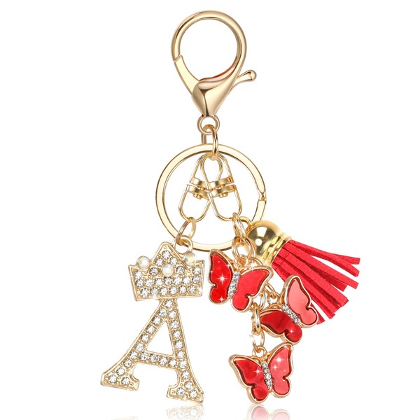 MWOOT Letter A Keychain for Women Alphabet Initial Letter Keychain