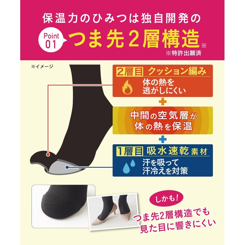 Okamoto Women's Tights, 60 Denier, Double Layer Toe Structure, Cold