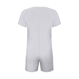 Landofgenie Men's Short-Sleeved Cotton Bodysuit with Boxer Shorts Design and Button Placket - Comfortable Romper for Homewear and Everyday Use, lightgrey, XS