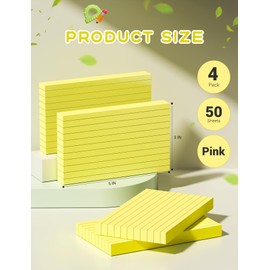 Yellow Index Cards 3x5, 200 PCS Notecards 3x5 Lined, Flashcards Note Cards 3x5 Cards Thick Flash Cards Ruled Index Card, Single-Sided Ruled Lined 3 by 5 Index Cards for Studying Notes Taking