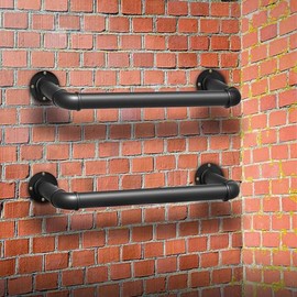 1-Rung Wall Mounted Ladder, Heavy-Duty Metal 1FT Egress Window & Loft Ladder for Basement, Attic Bunk Bed, Fire Escape - 355LBS Load, Matte Black-2PCS