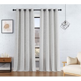 Lucky Brand – Sierra Textured Light Filtering Curtains |Window Panel Curtains | Faux Linen Drapes | Set of 2 Panels | Semi Sheer | Machine Washable | Measures 52" x 96" | Grey