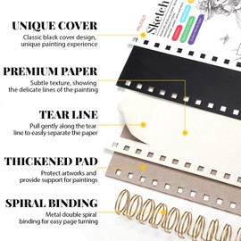 Sketch Book with 12 Color Pencil Set, 90 Sheets Spiral Sketchbook for Drawing (68lb/100gsm), Acid-Free Sketch Pad for Kids Artist, Art Paper Drawing Supplies for Gifts Christmas(5.5×8.5 inch)