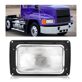 HECASA Headlight Compatible with 1990-2017 Mack CH613 SFA Hood Truck Replacement for 2M0516CM Headlamp Halogen W/Bulb Front Light Lamp Clear Lens 1 Pc