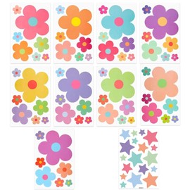 9 Flower Stickers And 1 Star Sticker, Decorative Stickers, Cute Wall Stickers, Room Decorations, Suitable For Nursery, Bedroom, Kindergarten