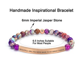 Imperial Jasper Christian Bracelet for Women, 18K Gold Plated Bible Verse Jewelry, Religious Faith Scripture Inspirational Gift, Jesus Catholic Encouragement Jewelry with Gift Box