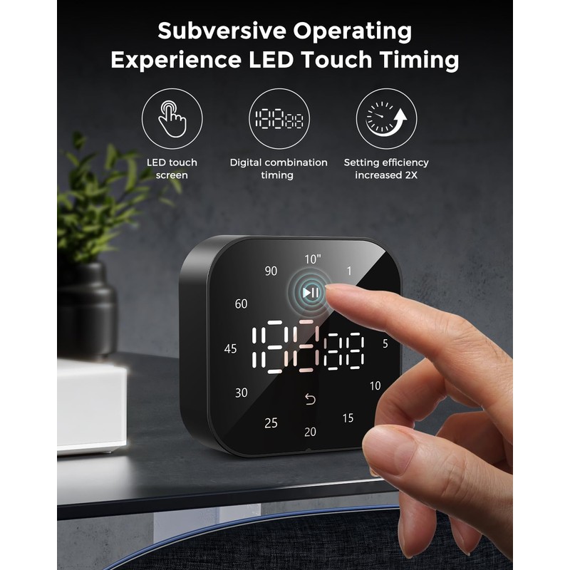 EooCoo Digital Timer, Kitchen Timer, [One-handed operation] 10s/1/3/5/10/15/20/25/30/45/60/90 Minutes Preset