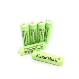 RELIGHTABLE AA Size NiMH AA 600mAh 1.2V Rechargeable Batteries for Solar Lamp Solar Light (6-PCS AA 600mAh)