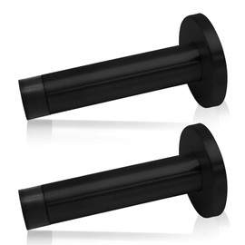 2-Piece Door Stop 304 Stainless Steel Door Stop Bumper Soundproof Door Stop with Soft Rubber Sharp Wall Door Protector Black 3.5 inches (About 9 cm)