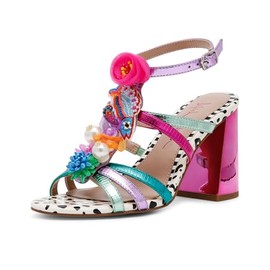 Betsey Johnson Women's Azallia Heeled Sandal, Pink Multi, 8