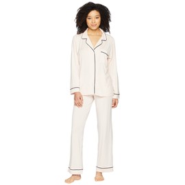 Eberjey womens Gisele Two-piece Long Sleeve & Pant Pj Pajama Set, Sorbet Pink/Black, Large US