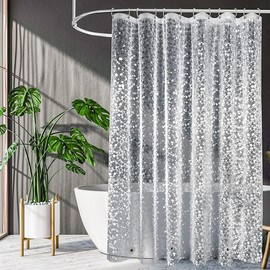 Shower Curtain for Bathroom, 180 x 180 cm (71 x 71 Inch), Mould Resistant Shower Curtain, Bathroom Curtains, PEVA Shower Curtain, Bath Curtains with 12 Hooks, Washable, Waterproof, Cobblestone
