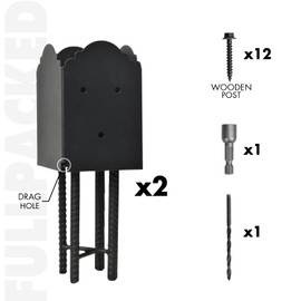 8 Pack Metal Post Base Holder, 4''x4'' (Internal 3.5"x3.5"), Post Anchor Brackets Ground Spike Use for Concrete Deck for Wood Fence, Railing, Pergola, Porch (Black)