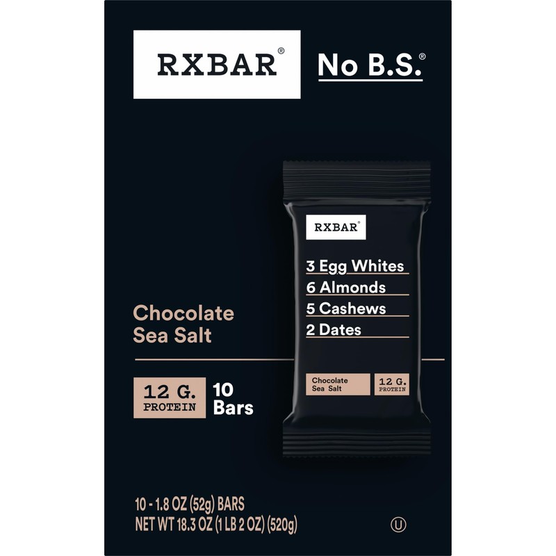 RXBAR Protein Bars, Protein Snack, Snack Bars, Chocolate Sea Salt,