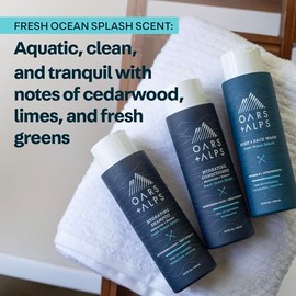 Oars + Alps Mens Sulfate Free Hair Shampoo and Conditioner Set, Naturally Derived Hair Care Infused with Kelp and Algae Extracts, Fresh Ocean Splash, 12 Fl Oz Each