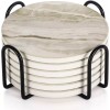 LIFVER Drink Coasters 6pk Absorbent Coaster Marble Style Ceramic 4in