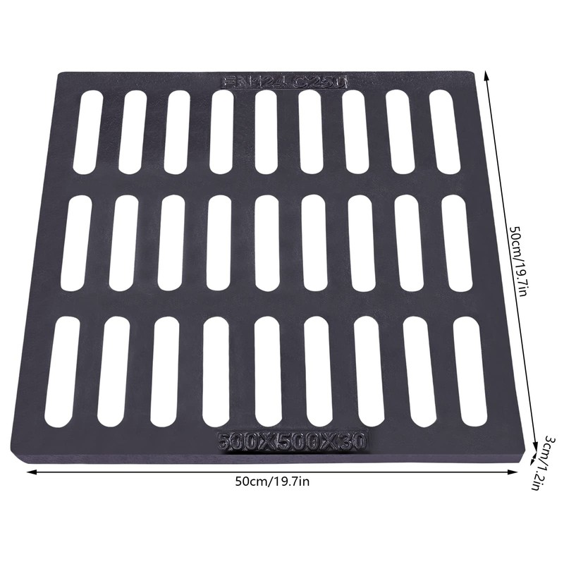 DOONARCES 19.7x19.7'' Outdoor Drain Cover Black Cast Iron Drain Grate