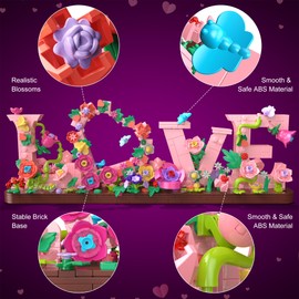 Booyuer Flower Building Set for Love, 791PCS DIY Romantic Floral Brick Kit, Graduation Gift, School Desk Decor, Room Decoration, Just Gift for Aged 6+ Kids Girls & Adults