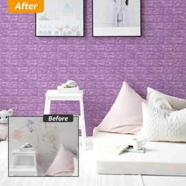 Art3d 64 Sq.FT 3D Self-Adhesive Foam Brick Wall Panels, Pink(11 Pack)