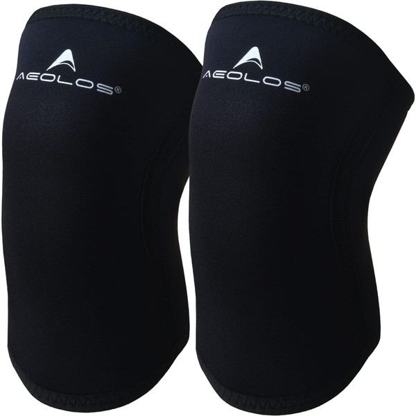 AEOLOS Knee Wraps (1 Pair) 7mm Compression Knee Brace Support for Heavy Lifting, Squats, Gym and Other Sports (Pure Black 4M)
