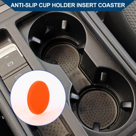 Hihaha Car Cup Holder Coaster/Universal Non-Slip Cup Holders Mat for Most Car Interior/Anti-Slip 7cm / 1pcs Orange
