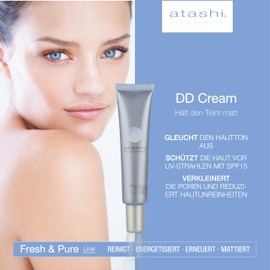 Atashi DD Cream Stay Matte Moisturising Cream with Colour Even Coverage Minimises Pores and Impurities Lilac Blossom Intense Shade 40 ml