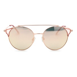 SA106 Womens CR39 Polarized Lens Designer Metal Horn Rim Sunglasses Gold Pink Pink Mirror