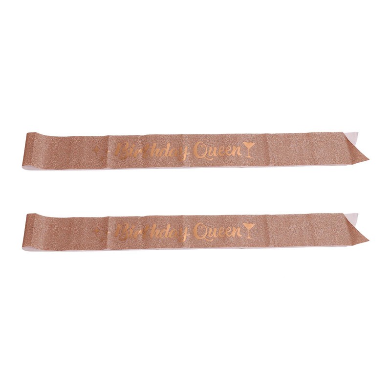2 Sets Bridal Sash Rhinestone Tiara Kit Shiny Rose Gold