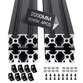 4pcs 2000mm V Slot 2040 Aluminum Extrusion European Standard Anodized Linear Rail for 3D Printer Parts and CNC DIY Black