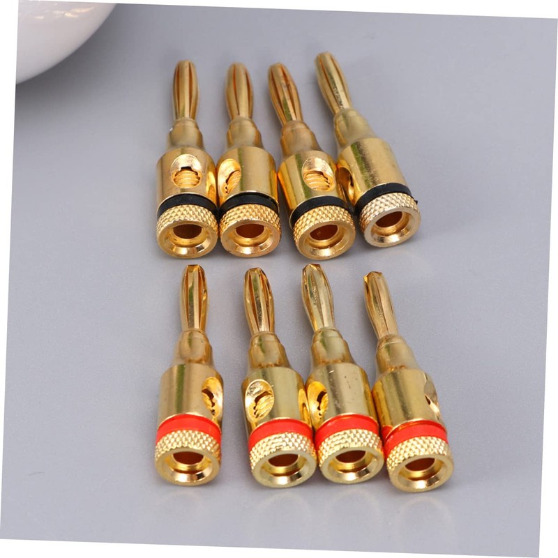 KOMBIUDA 8pcs Gold Plated Speaker Cable Banana Plug Connectors Durable