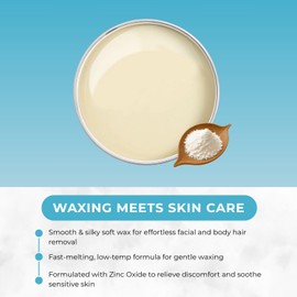 NaturaverdePro Zinc Oxide Soft Wax for Sensitive Skin, Body and Facial Hair Removal, Wax Hair Remover for Women, Sensitive Skin - 14oz
