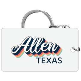 R and R Imports Allen Texas Souvenir Acrylic Keychain 3D Retro Design Single
