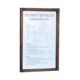 Lavender Inspired Bathroom Crossword Puzzle, Farmhouse Bathroom Signs, Half Bath Decor, Funny Bathroom Wall Decor, Entertaining Bathroom Decor Restroom Sign, Housewarming Gifts (WHITE)))