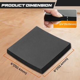 NATGAI 8 PCS Adhesive Foam Padding Sheets 3/4" Thick, 6" x 6" Insulation-Foam Pads for Furniture, Speakers, Neoprene Foam with Self Stick Backing for Soundproofing, Anti-Vibration (8, 6" X 6" X 3/4")