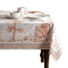 Maison d' Hermine Giving Thanks 100% Cotton Tablecloth Kitchen Dining Table Cloth for Rectangle Tables Farmhouse Tabletop Cover for Parties, Wedding Thanksgiving/Christmas (140cm x 180cm)