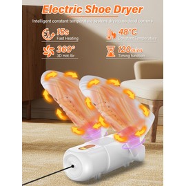 Aissom Electric Shoe Dryer, Boot Dryer with 120 Mins Timer Function, Shoes Boot Dryer UV Light, Foldable Design for Gloves, Hats, Socks, Ski Boots