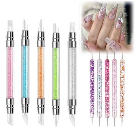5 Silikon Nagel Pinsel, Nageldesign Stifte Gel, Schnitzen Pinsel Strassstein Picker, Nail Art Dotting Tools Für Gelnägel UV-Gel Nageldesign Nails Art