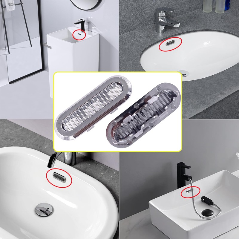 4 PCS Sink Trim Overflow Cover,Sink Overflow Ring,Oval Ring Basin