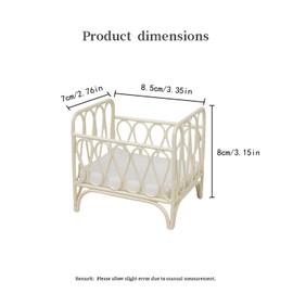 Dollhouse Iron Bed,1:12 Miniature Dollhouse DIY Accessoreis Furniture, 8.7 * 7 * 8.2cm Doll house Bed for Doll house Room