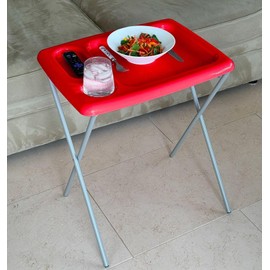 Brink House Folding TV Tray Table (Set of 2), Bright Red, 17 x 22 x 26 inches, Portable Indoor-Outdoor Glamping Trays with Space for TV Dinners, Laptop, Utensils, and Drinks