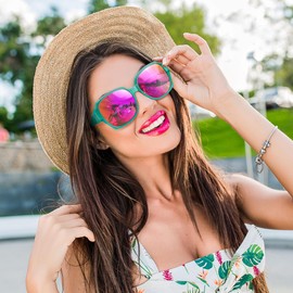 URUMQI Oversized Sunglasses Fit Over Glasses for Women, Polarized Square Shades UV400 Protection Extra Large Sunnies