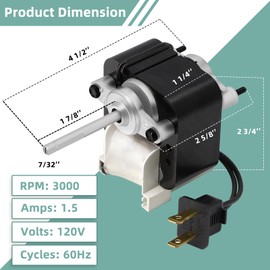 Hiorucet S99080180 Exhaust Fan Motor for Broan Nutone 509-A, 509-B, 509-C, 509S-A, 509S-B, 509S-C, 509MG-A, 509SMG-A 509MG 509SMG, AP5610437, SX-0466266, 509 509S for Ventilation Fan, Replace 99080180