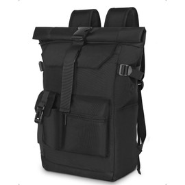 Yooler Rolltop Backpack Waterproof Large Backpack Men Women School Backpack with Laptop Compartment 17.3 Inch Travel Backpack Hiking Backpack for Business Work University Travel Leisure, black,
