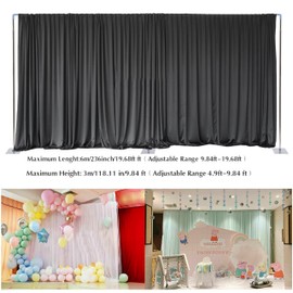 20ft x10ft Telescopic Adjustable Portable Pipe and Drape Pole Backdrop Stand Curtain Frame, Wedding Party Event Decoration Photo Studio Photography Background Support System Trade Show Display