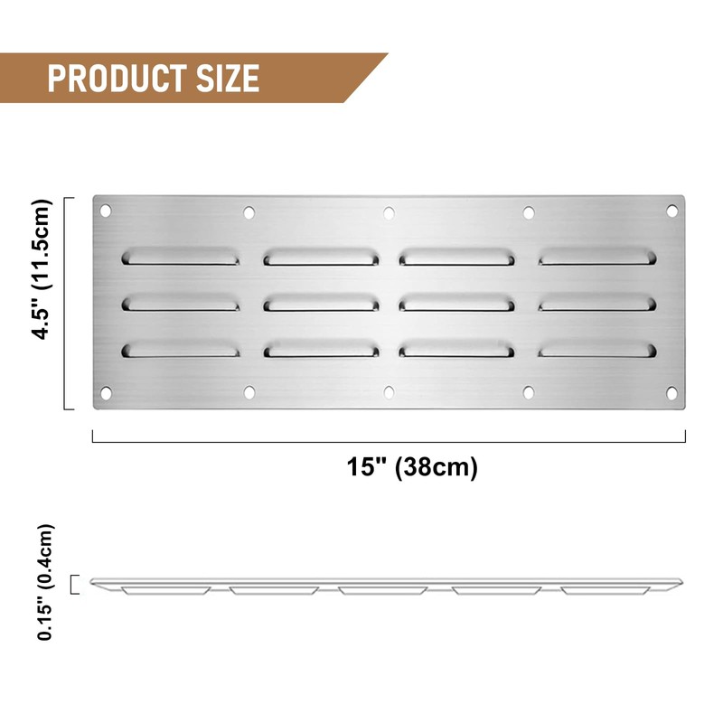 2 Pack Stainless Steel Venting Panel for Grill Accessory, 15"