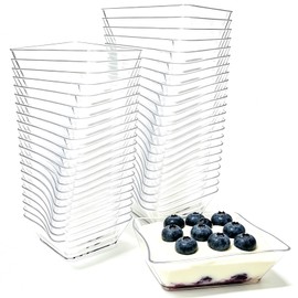60 Pcs Mini Clear Dessert Plates 2.4 Inch Disposable Square